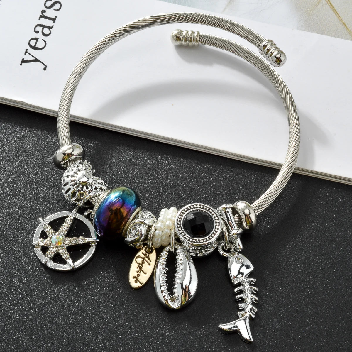 ZEADear Jewelry Silver Color Stainless Steel Cable Wire Bangle Pandora Bracelet With Bear Butterfly Charm For Girls 2023 New