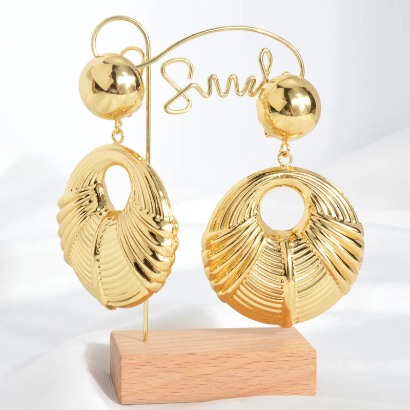 ZEADear Jewelry Large Round Hanging Earrings for Women Circle Ball Ear Drop Gold Color Jewellery Accessories Wedding Party Gift