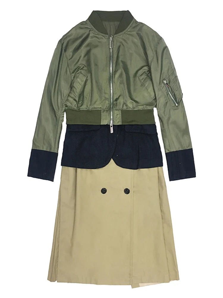 Military-Inspired Two-Tone Trench Coat