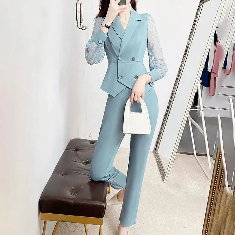 Blazer Sets Trend Jacket for Women Elegant Set 2 Pieces Luxury Luxury Women's Suits Two Parts Tailoring Korean Clothing Coat Hit