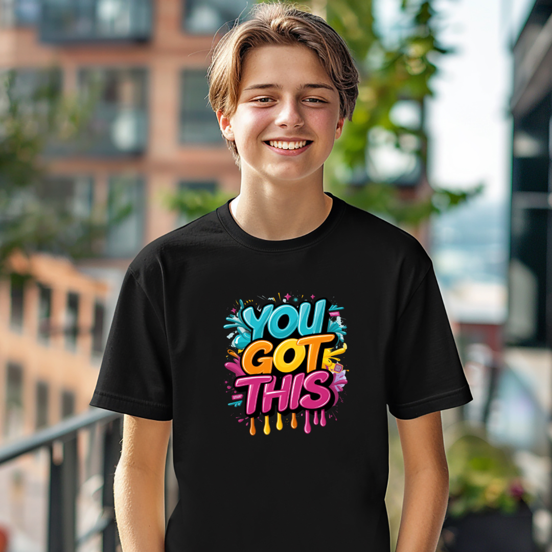 "You Got This" Colorful Black Tee Shirt image 3