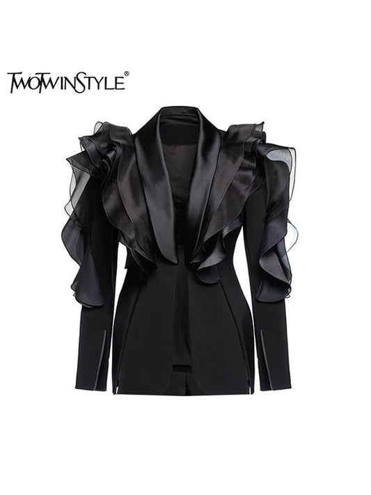 Asymmetric Long Jackets For Women V Neck Long Sleeve Button Slimming Casual Coats Female Style Clothes New