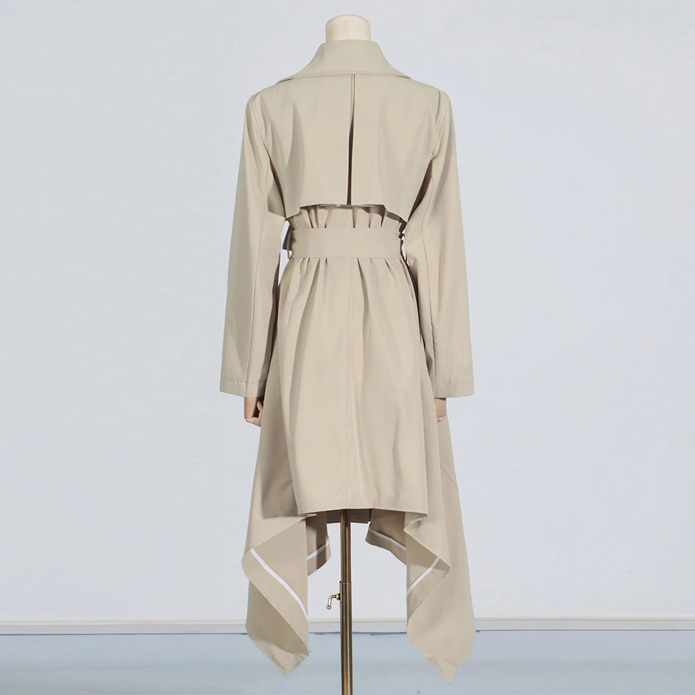 Elegant Asymmetrical Hem Trench Coat