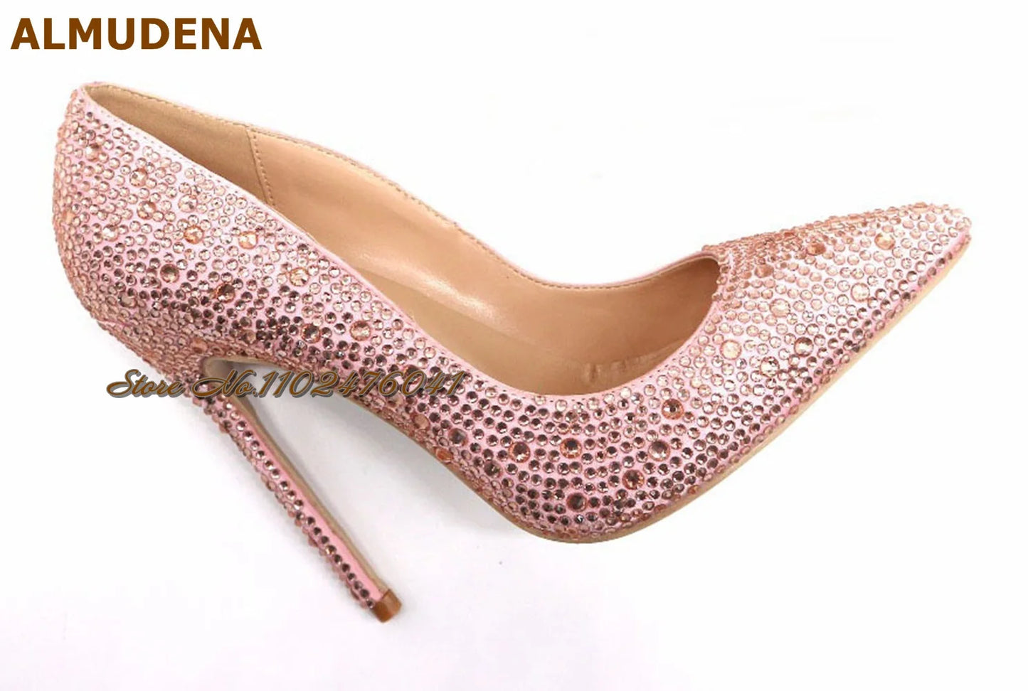 Almudena Silver Gold Full Crystal Bling Bling Wedding Shoes 12cm 10cm 8cm Stilettos Pointed Toe Shallow Pumps Rhinestone Heels