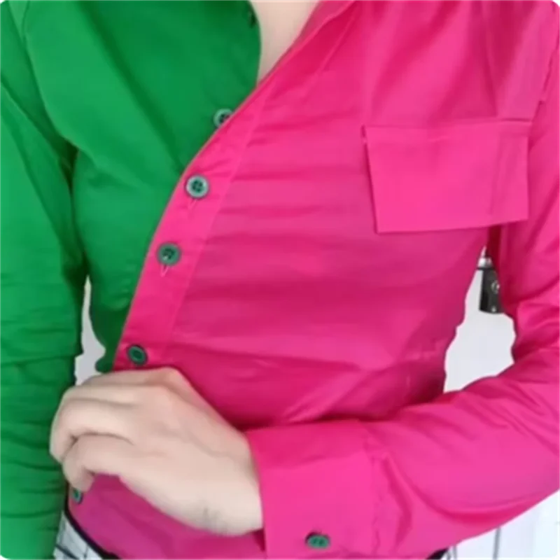 Pretty Girl Elite Essence Button-Up – Salmon Pink & Apple Green