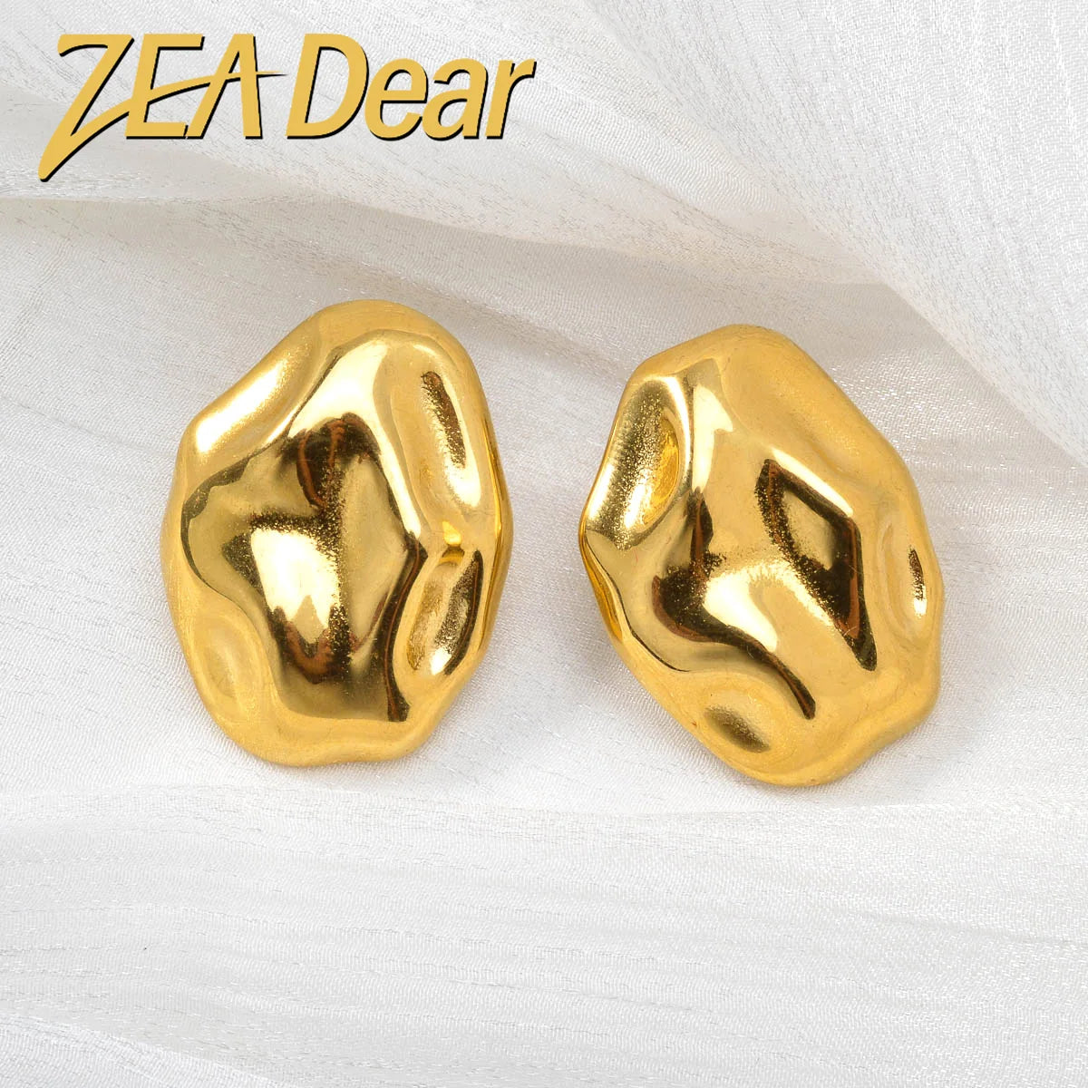 ZEADear Irregular Stone Earrings Gold Color Jewelry Fashion Accessories Stainless Steel Ornaments Daily Wear Party Women