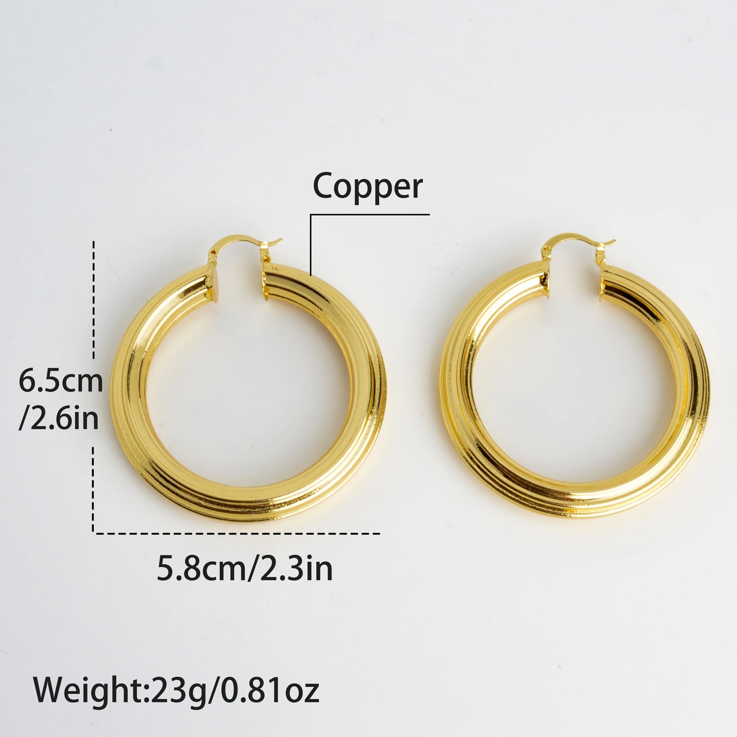 ZeaDear 65MM Big Circle Hoop Earring For Women Gold Plated Thick Large Drop Ear Jewelry For Dubai African Wedding Gift 2024 New