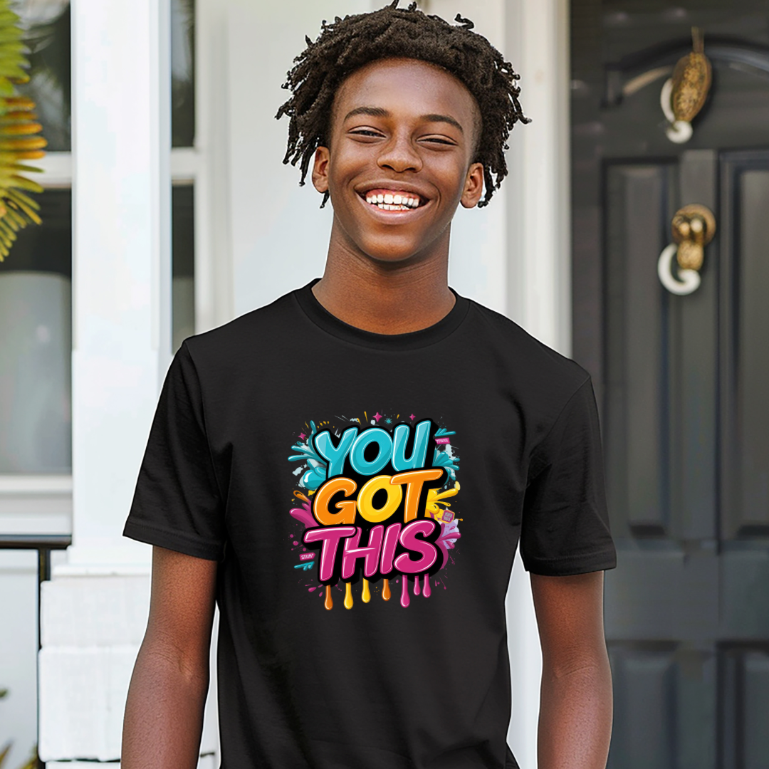 "You Got This" Colorful Black Tee Shirt image 4