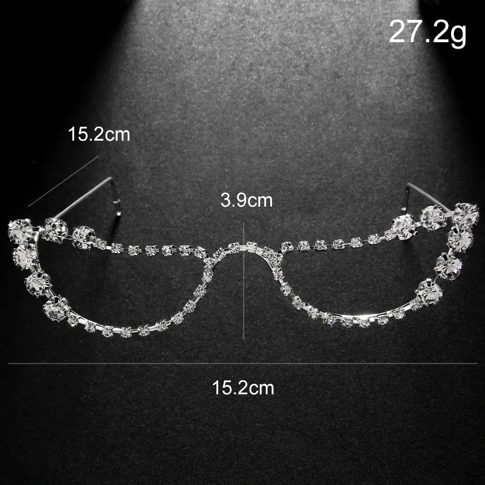 Fashion Yellow Crystal Flower Sunglasses Frame Face No Lens Party Gift Exquisite Lady Oval Rhinestone Eyewear Frame Prom Jewelry