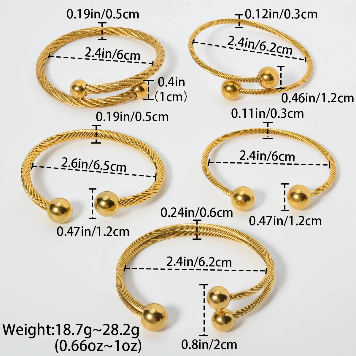 Stainless Steel Bracelet on Hand Gold Color Bangle Bead Wristband Plated Luxury Simple Couple Acier Inoxydable Charms Wholesale