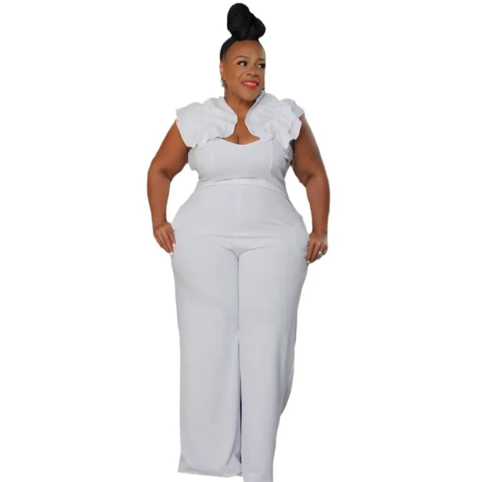 Plus Size Women Clothes Jumpsuit Summer Clothes Black Urban Leisure Bodysuit New 2024 Wide Leg Jumpsuit Wholesale Dropshipping